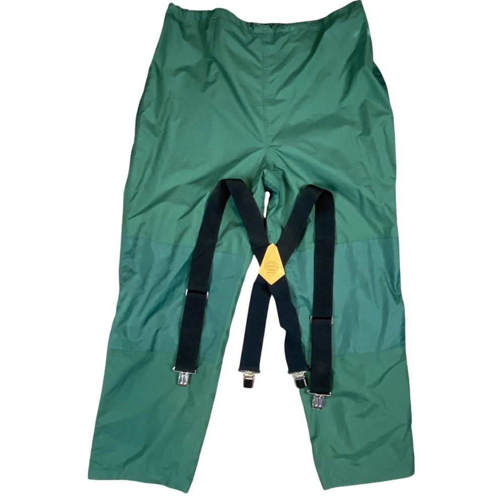 Vtg‎ Cabela's GORE-TEX 2X Tall Pants +Nicholas Suspenders Green Nylon Waterproof